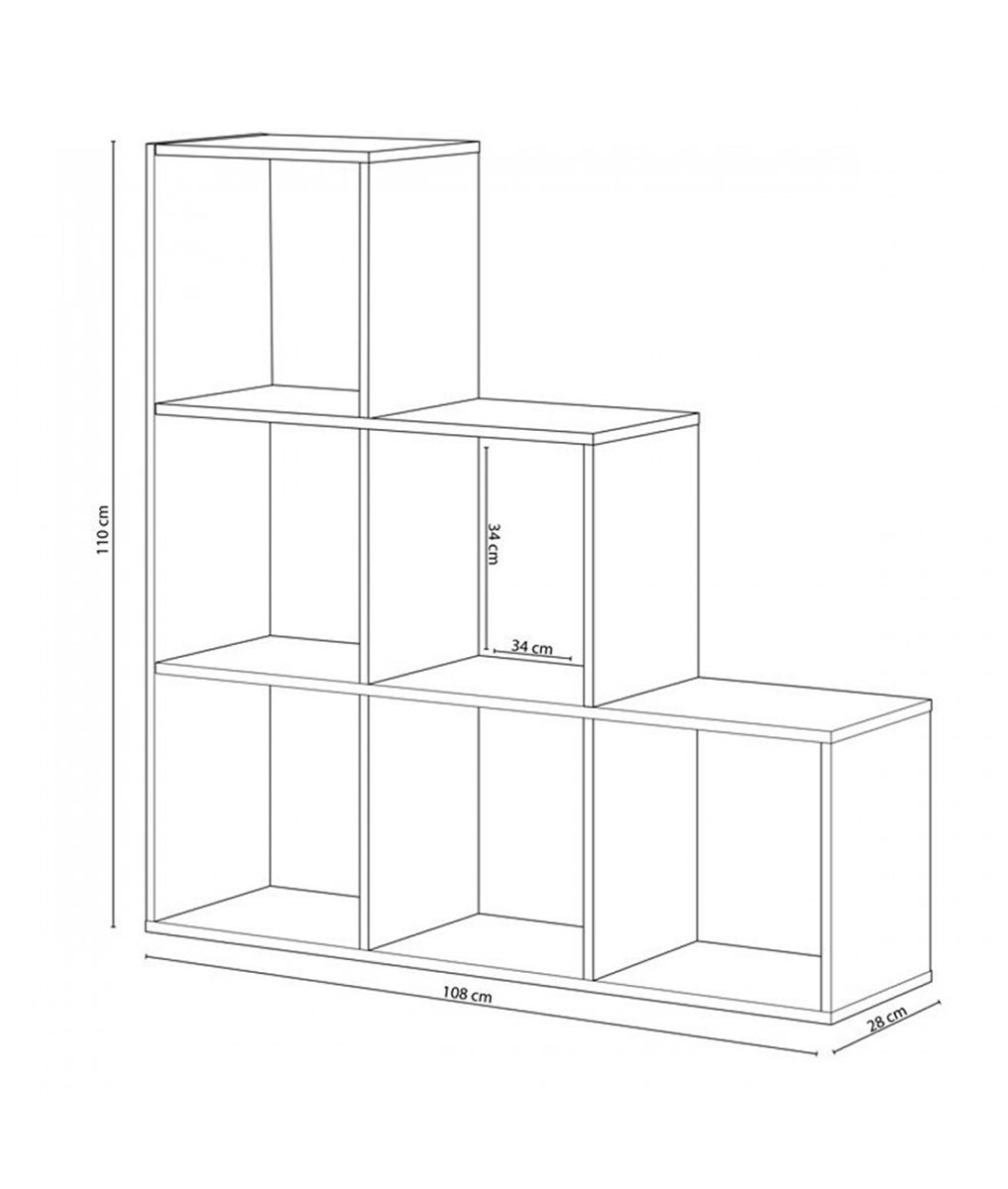 Bibliothèque escalier cube coloris chêne candiene / blanc artic -  Hauteur 110 x Longueur 108 x Profondeur 28 cm - 2