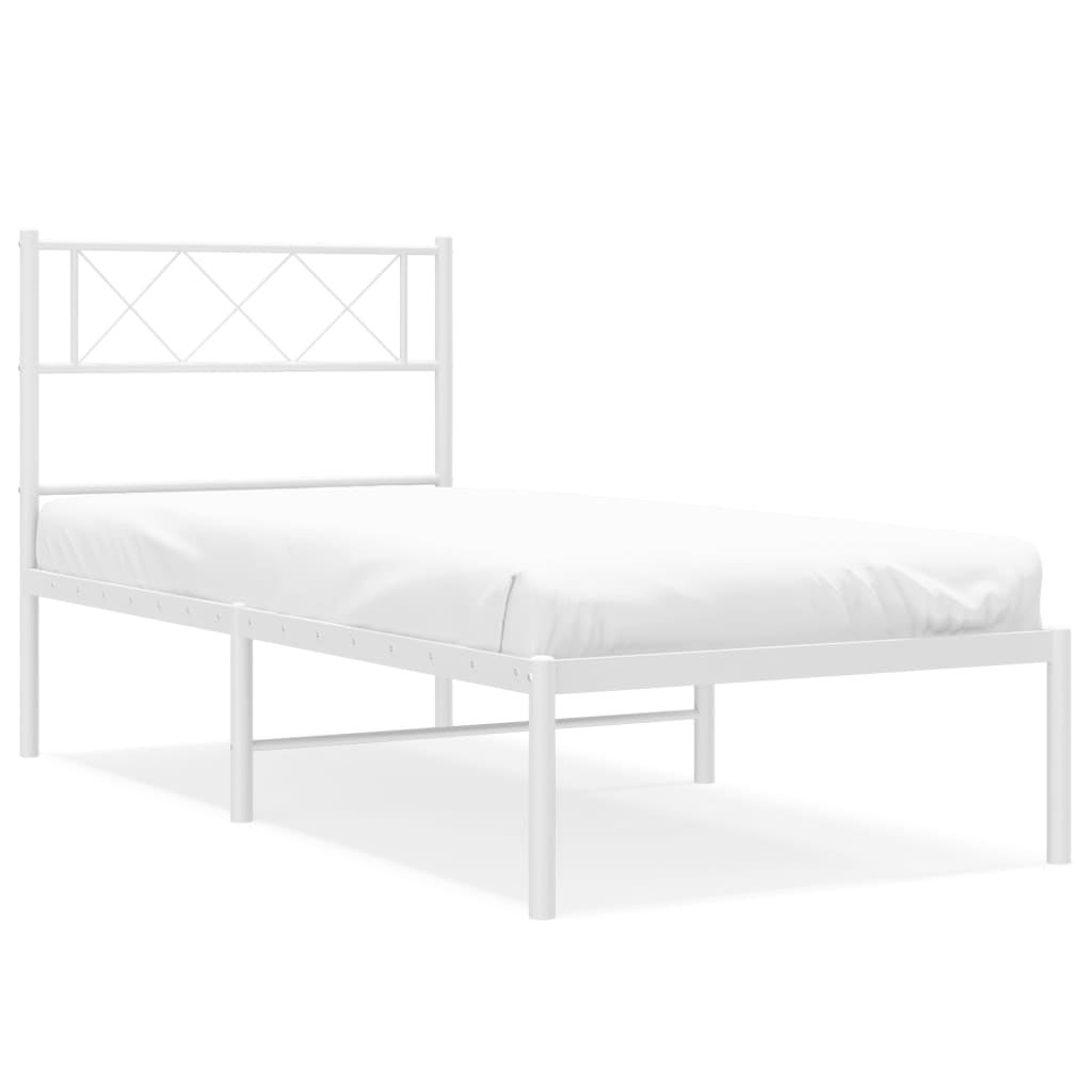 Łóżko Białe Metalowe Rama Łóżka Ze Stelażem Do Sypialni Pokoju 90x190 cm