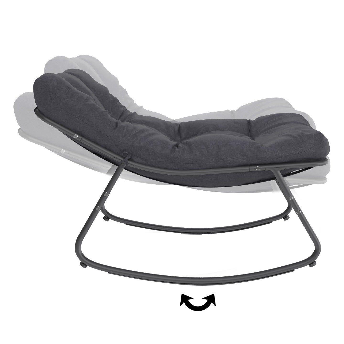 Lot de 2 fauteuils de jardin à bascule ARONA gris anthracite coussin gris - 4