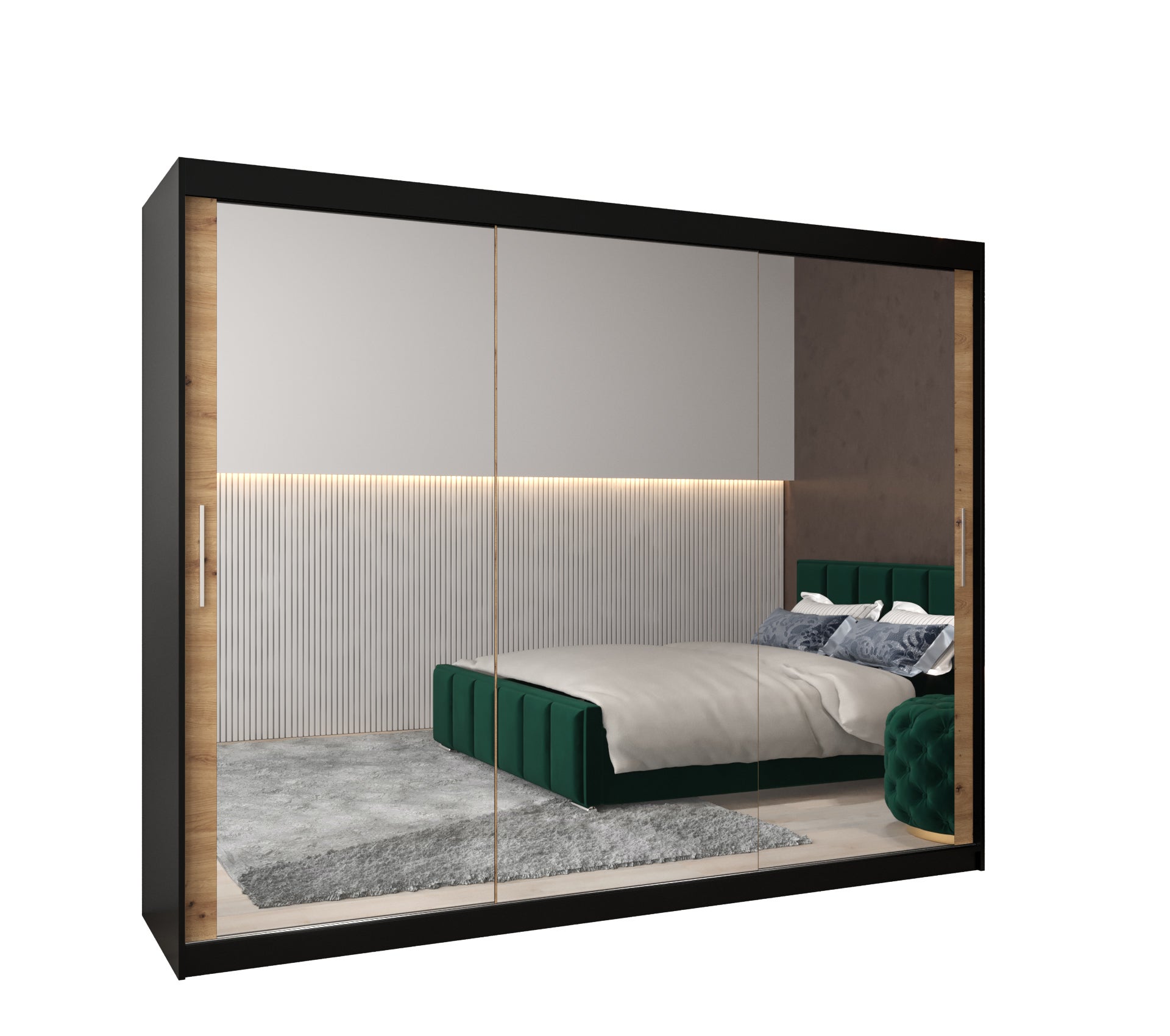 Szafa przesuwna garderoba TOKYO 3 250 x 62 x 200 cm Czarny + Artisan - Abiks Meble