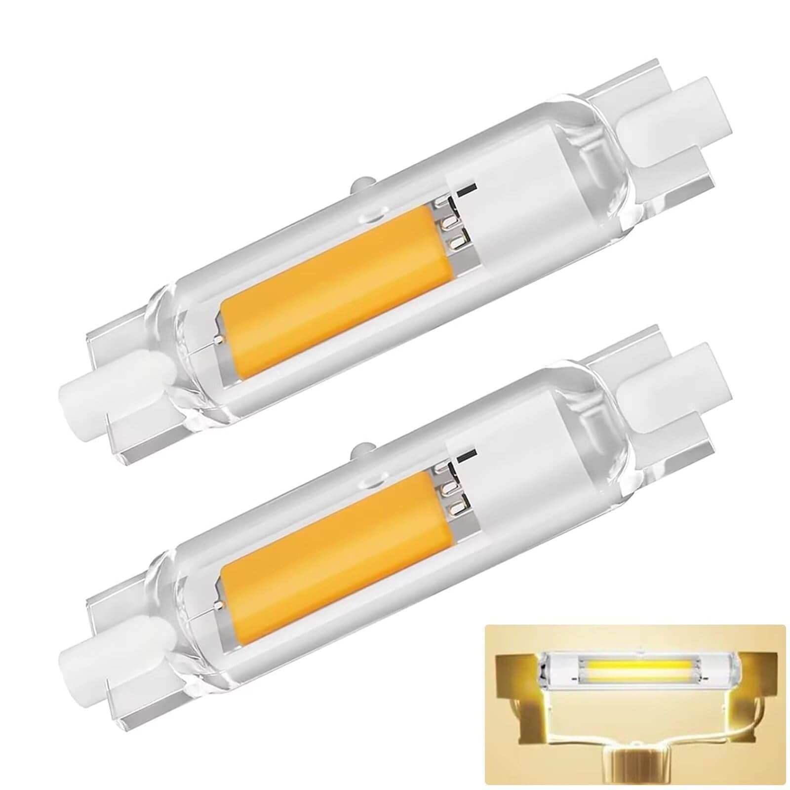 2 żarówki LED R7S, szklana rurka kukurydziana 10 W, kąt świecenia 360°, bez migotania (światło neutralne 78 mm - 4500 K)