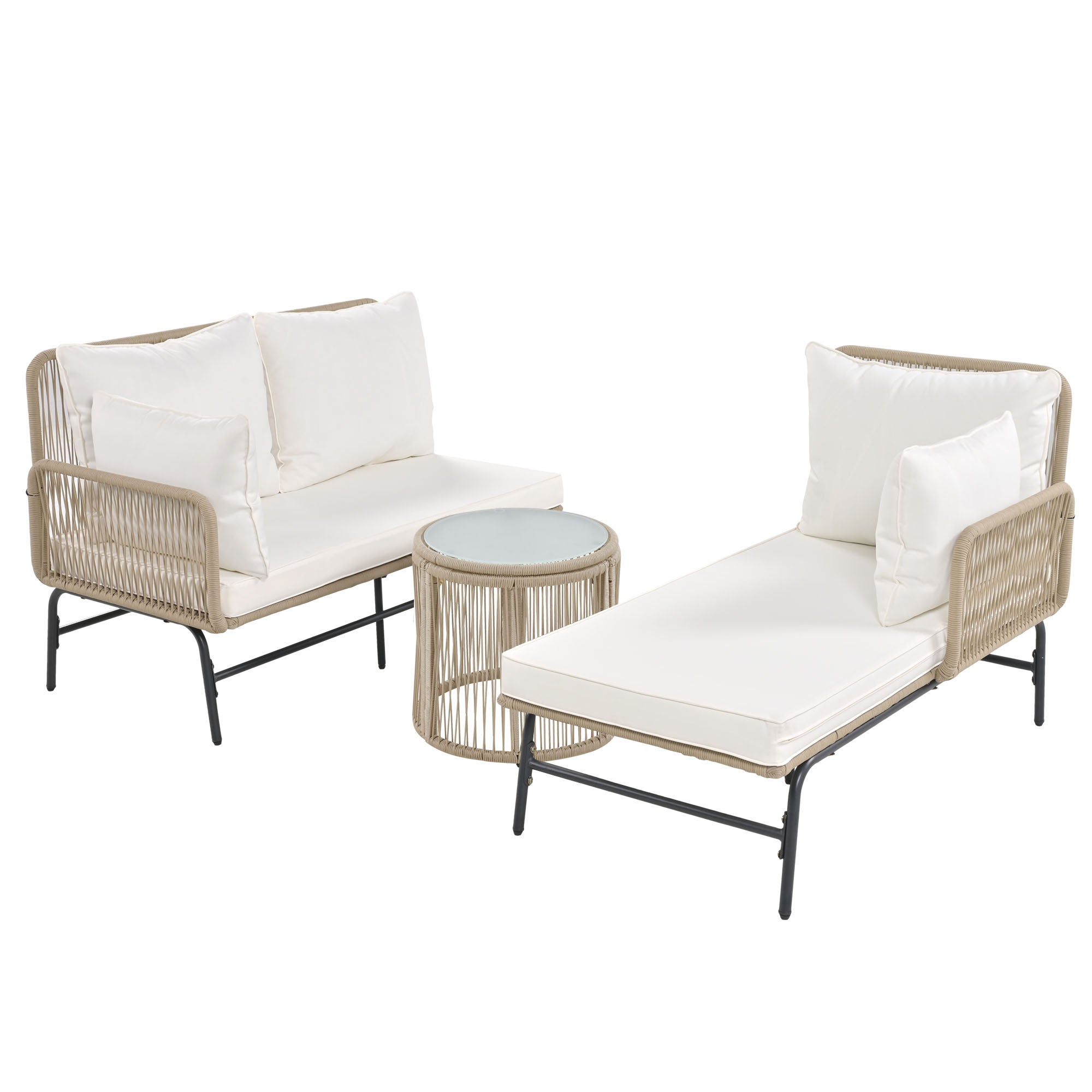 Salon bas de jardin en Métal Beige 4 personnes - 5