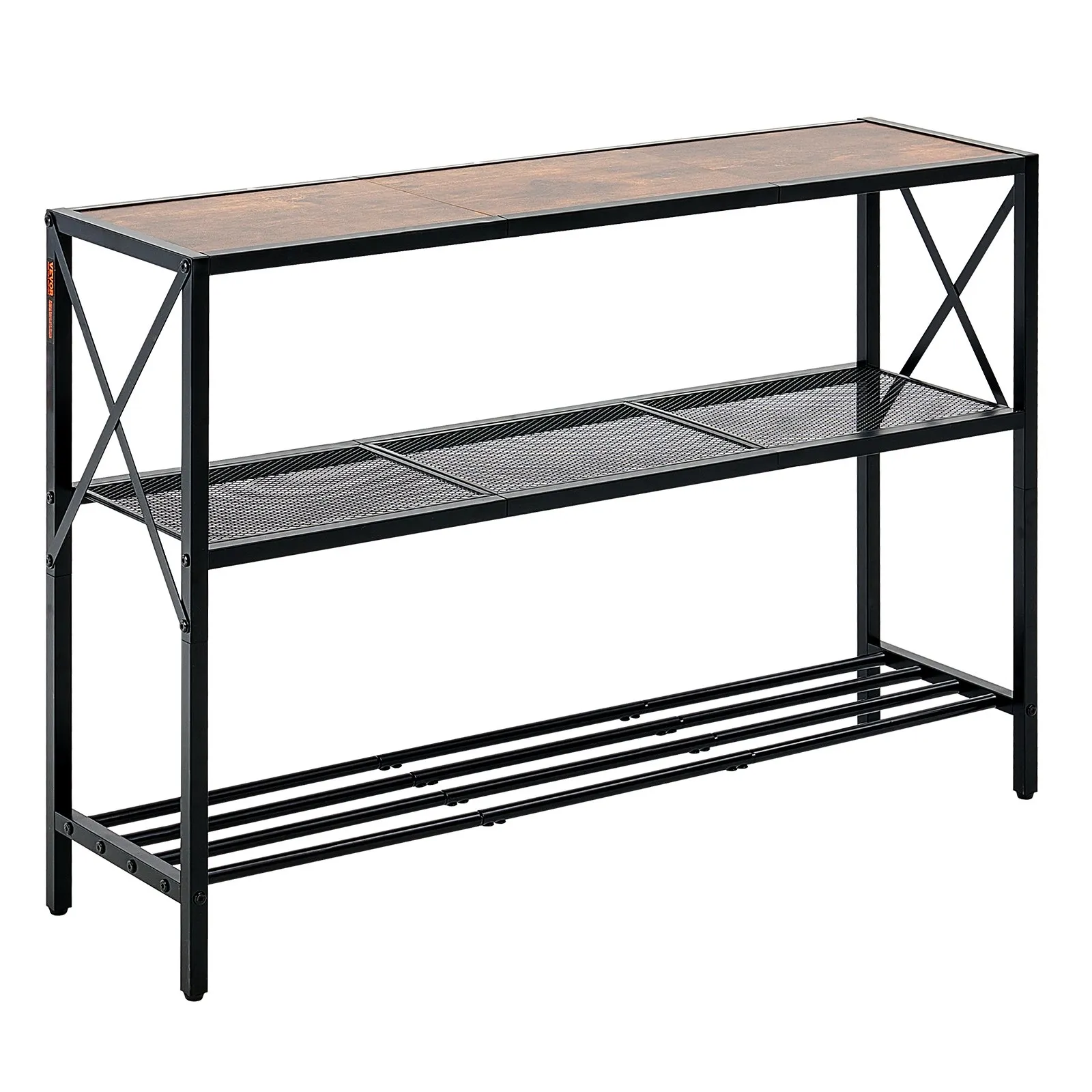 Konsola wąska 3-poziomowy 106 cm metalowa półka do salonu i przedpokoju