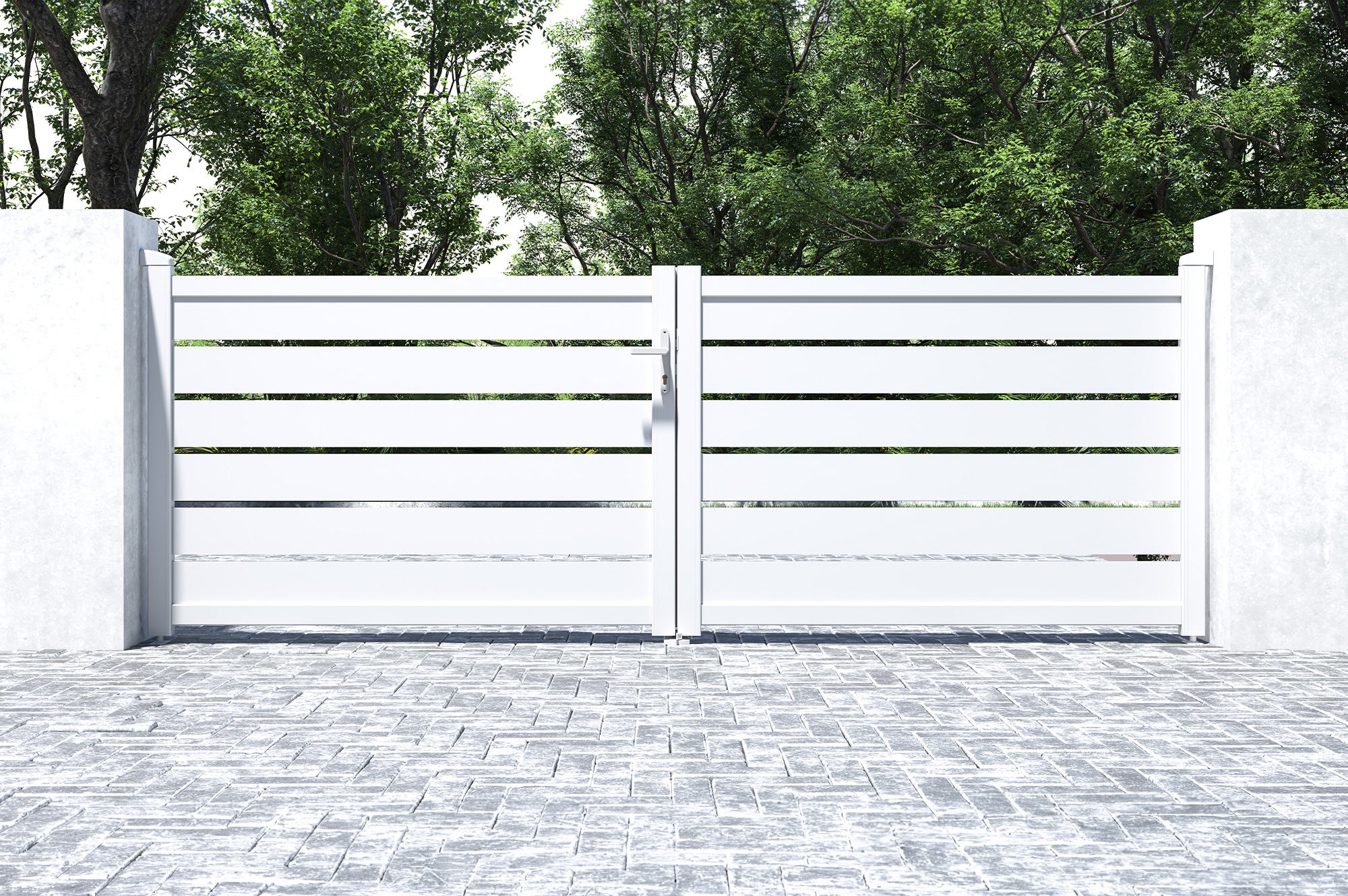Portail battant 3,5m VOGEL H.120 aluminium blanc - 6