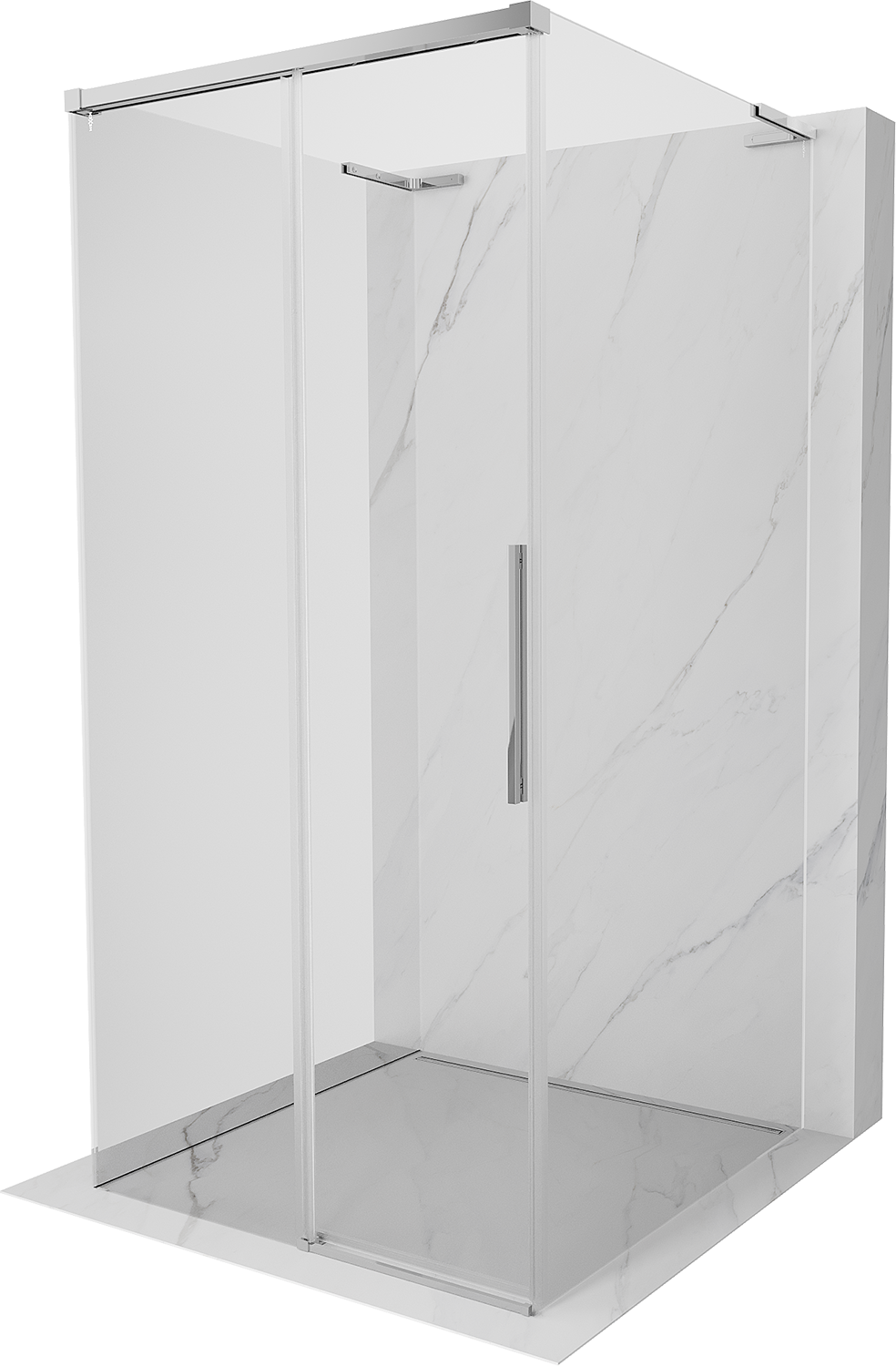 Cabine De Douche 3 Parois 90x120x90cm PVC/Acrylique - Porte Coulissante, Hauteur 190cm, Modèle Mercurio