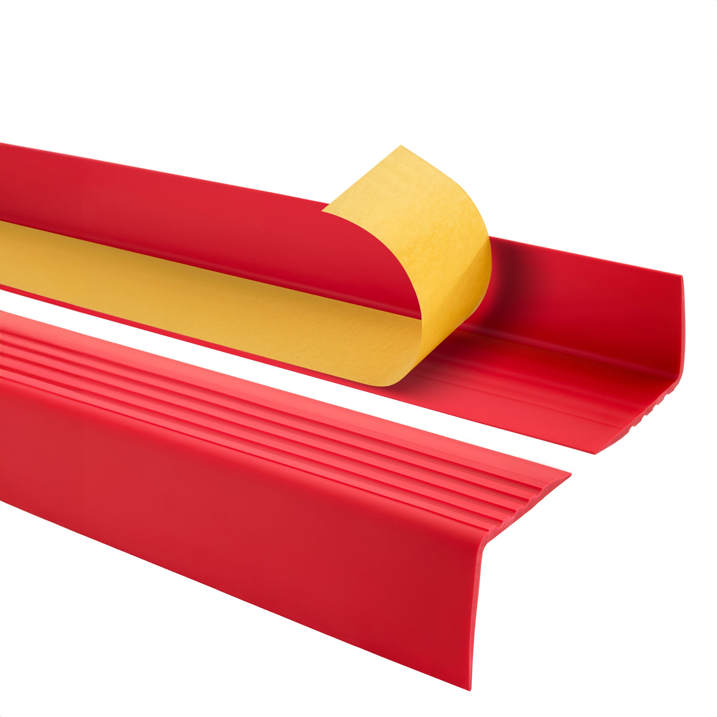 Samoprzylepny profil schodowy 50x42 mm PVC na krawędzie stopni z ryflowaniem - 90 cm, czerwony