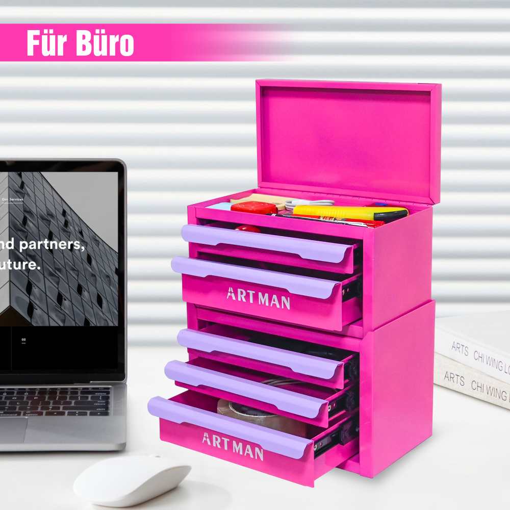 Boîte de rangement empilable 5 tiroirs – Organisateur maquillage multifonction en métal, étanche, design élégant - 6