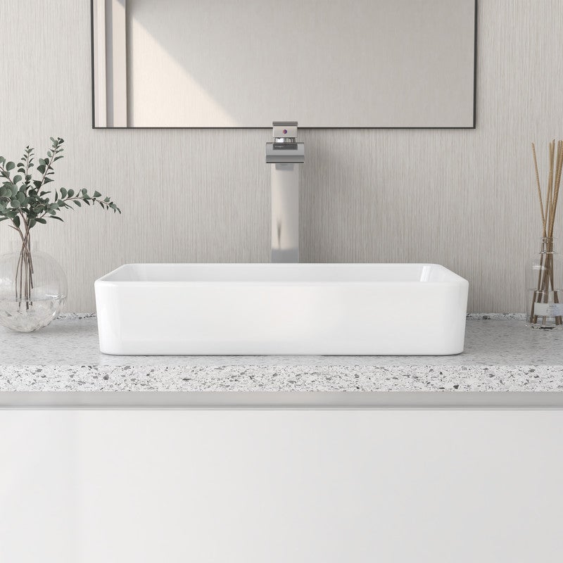 Vasque à poser rectangulaire en céramique blanche 50,5 x 34 x 11 cm – Pour salle de bain – DeerValley - 2