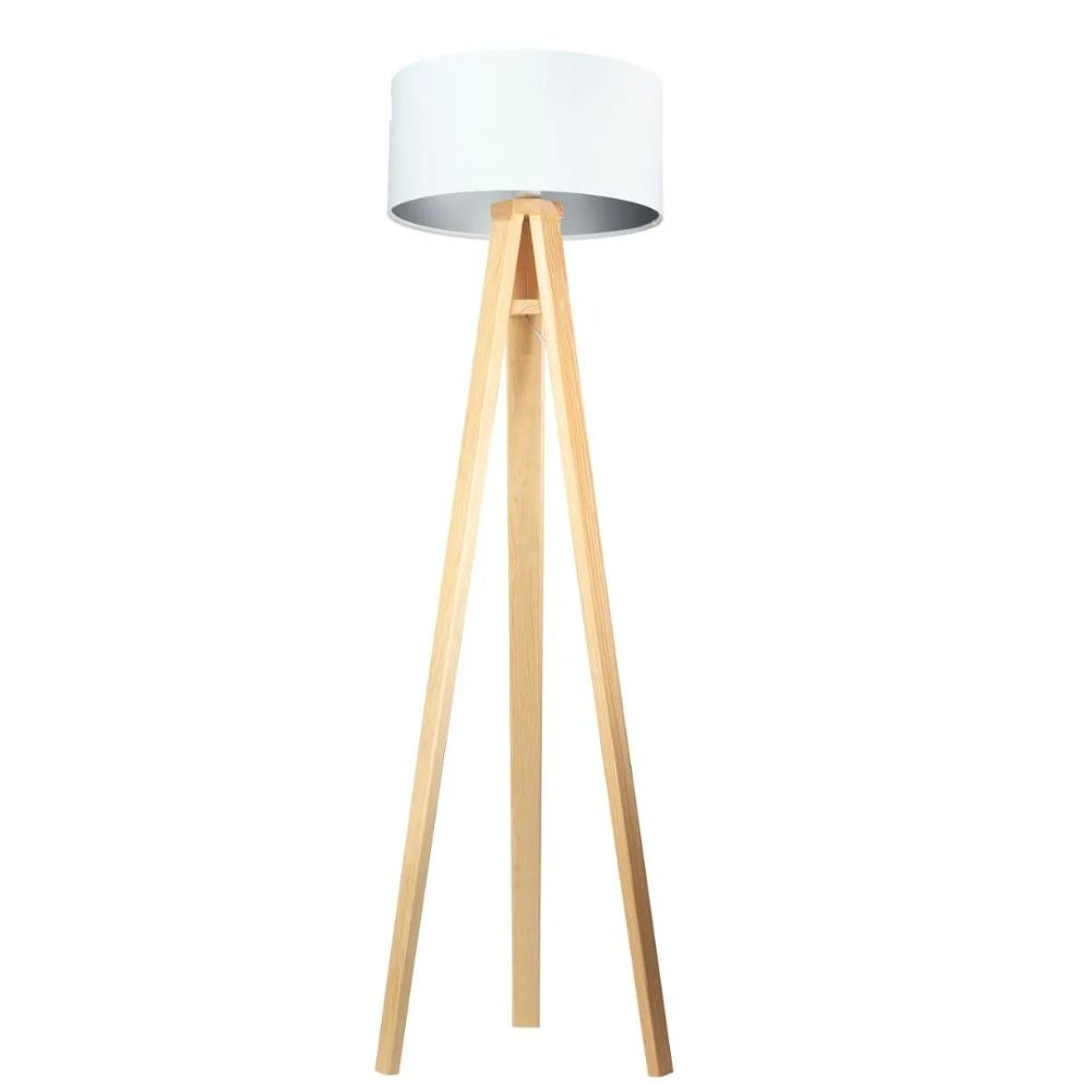 Lampa stojąca HOME 40 biała/srebrna/sosna