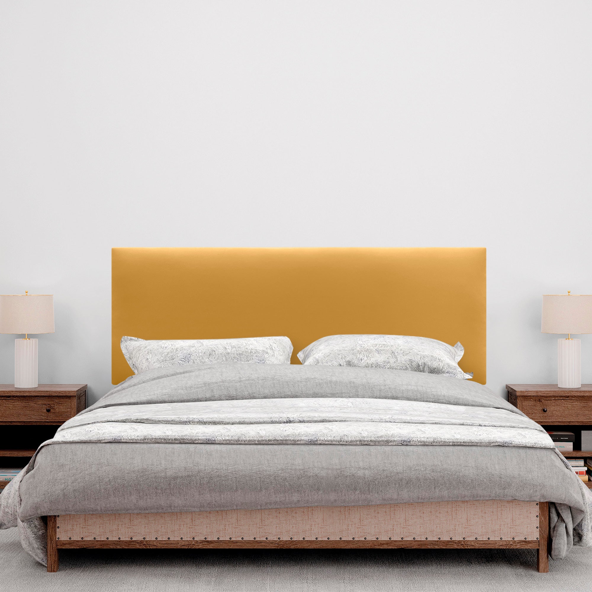 DHOME Cabecero de Polipiel Liso cabeceros Cabezal tapizado Cama (Polipiel Mostaza, 135cm (Camas 120/135/140)) - 4