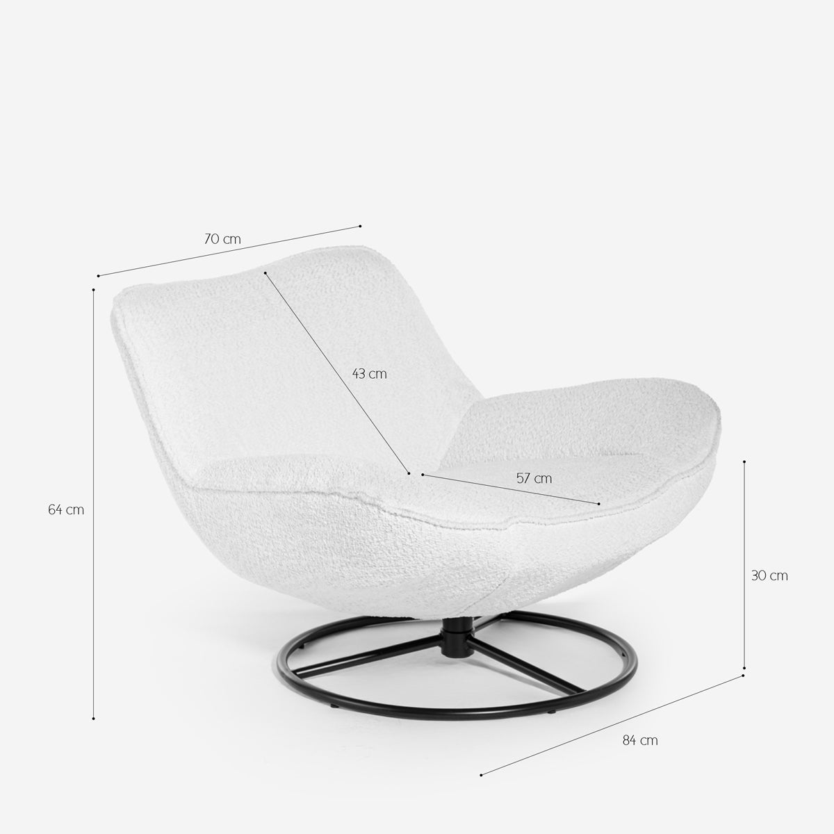 Fauteuil de bureau moderne pivotant en tissu bouclé Konn - 6