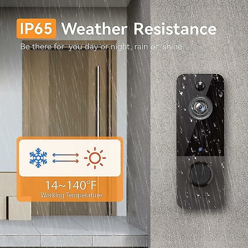 Caméra de sonnette sans fil, avec détection de mouvement, stockage en nuage, image HD en direct, vision nocturne, compatible Wi-Fi 2,4 g - 5