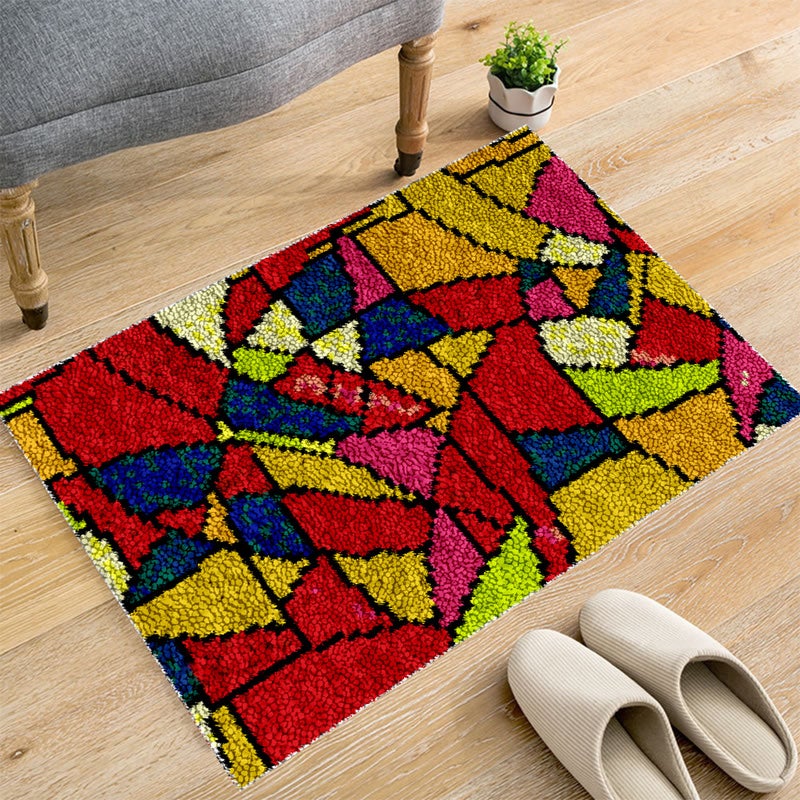 Dywan z węzłami DIY, 50 x 38 cm, zestaw do wiązania dla dzieci i dorosłych (bloki kolorów)