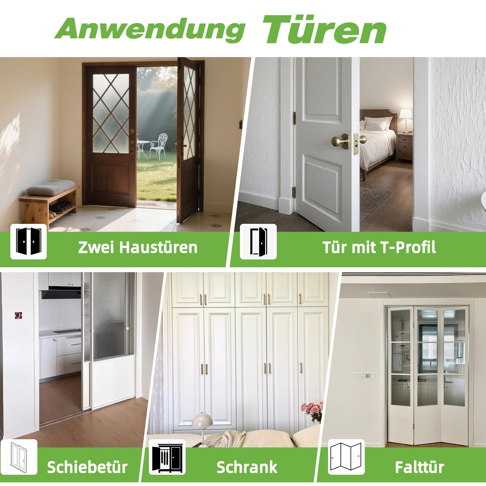 Guarnizioni a V per porte e finestre, guarnizioni autoadesive, senza chiodi, antivento e fonoassorbenti per telai di porte (6 m) - 4