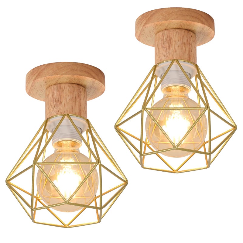 Zestaw plafonów przemysłowych lampa wisząca w stylu vintage plafon retro w kształcie metalowej klatki oświetlenie sufitowe do salonu kuchni złoty