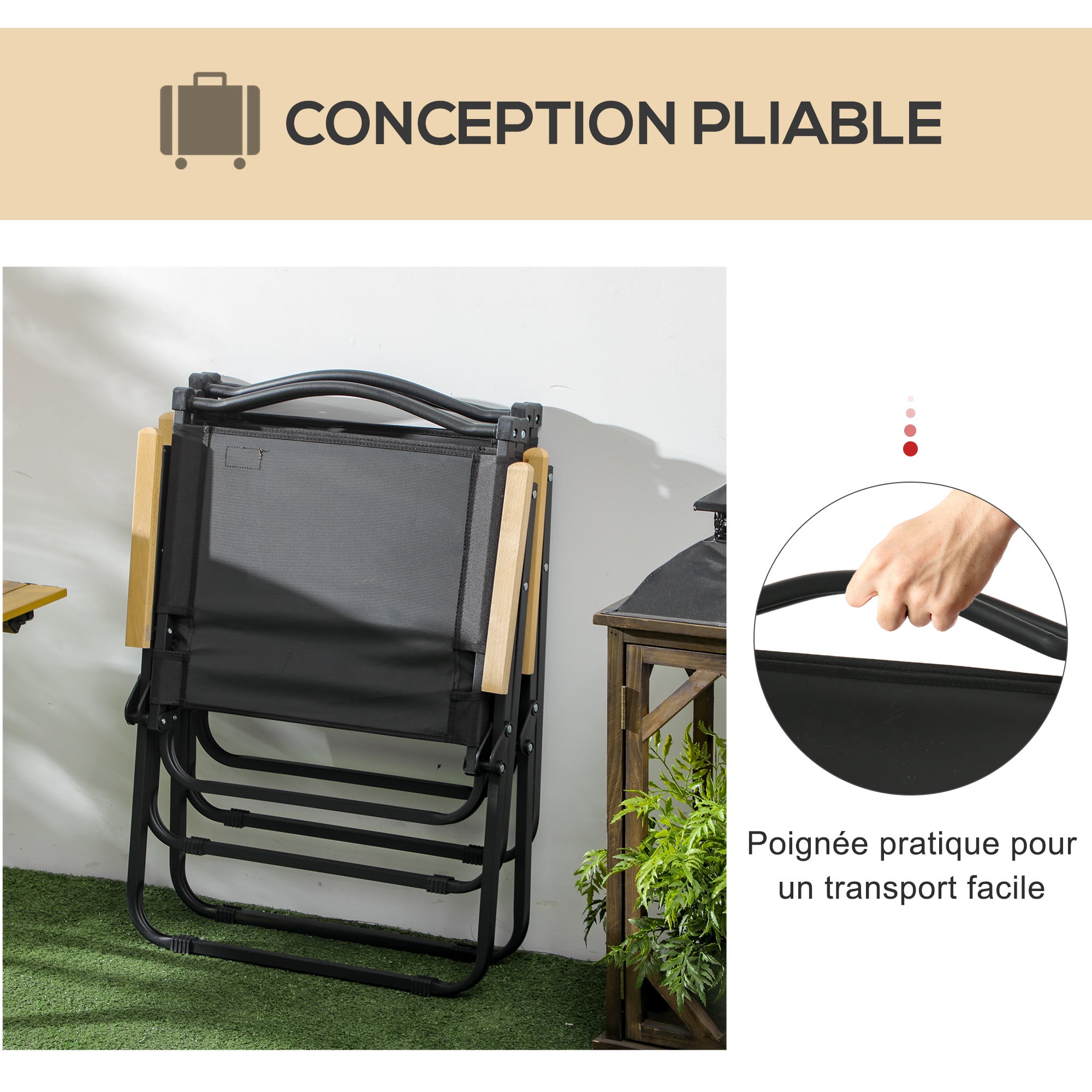 Chaise de camping Tissu Oxford Outsunny - 5