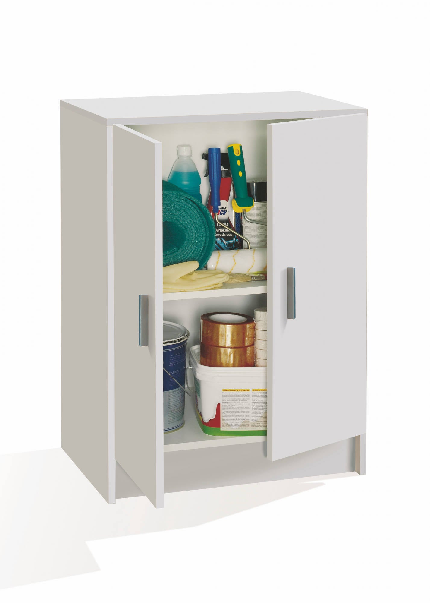 Armoire Multifonctionnelle Nevada Trendteam Smart Living - Blanc, 111x191x34 Cm, 6 Portes, 12 étagères, Tringle Coulissante - 10