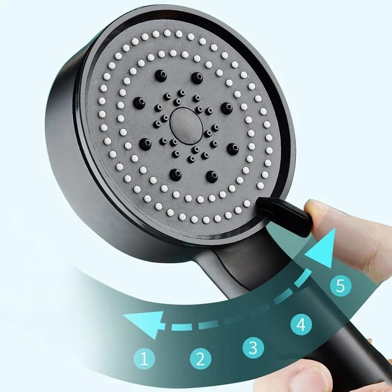 Un cabezal de ducha de alta presión (negro), cabezal de ducha ahorrador de agua, 5 modos ajustables, cabezal de ducha económico, cabezal de ducha par - 3