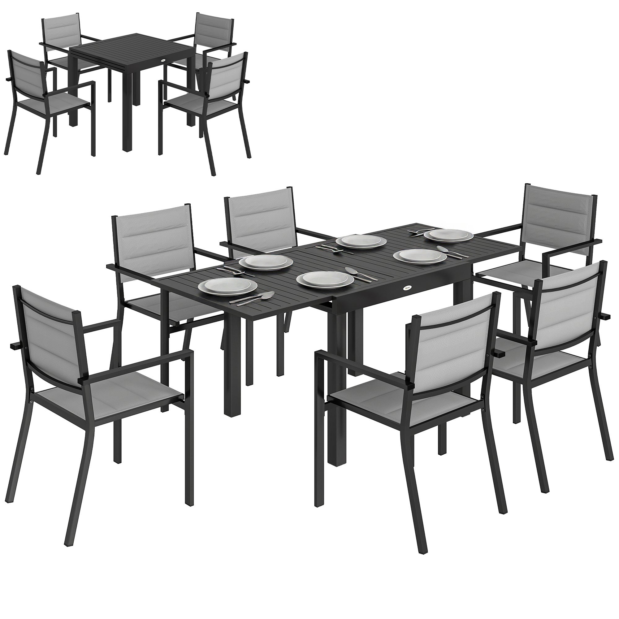 Ensemble de salle à manger extérieur aluminium Outsunny - 2