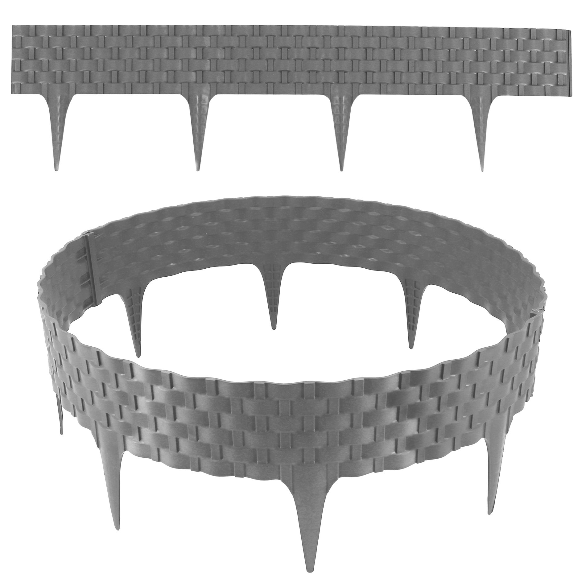 Obrzeże ogrodowe rattan szare 20 x 80 cm modułowe z tworzywa do rabat i oddzielania trawnika