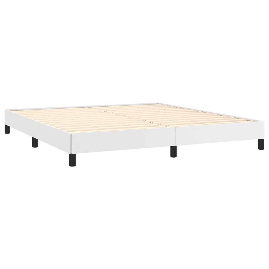 Cadre de lit sans matelas blanc 160 x 200 cm similicuir - 4