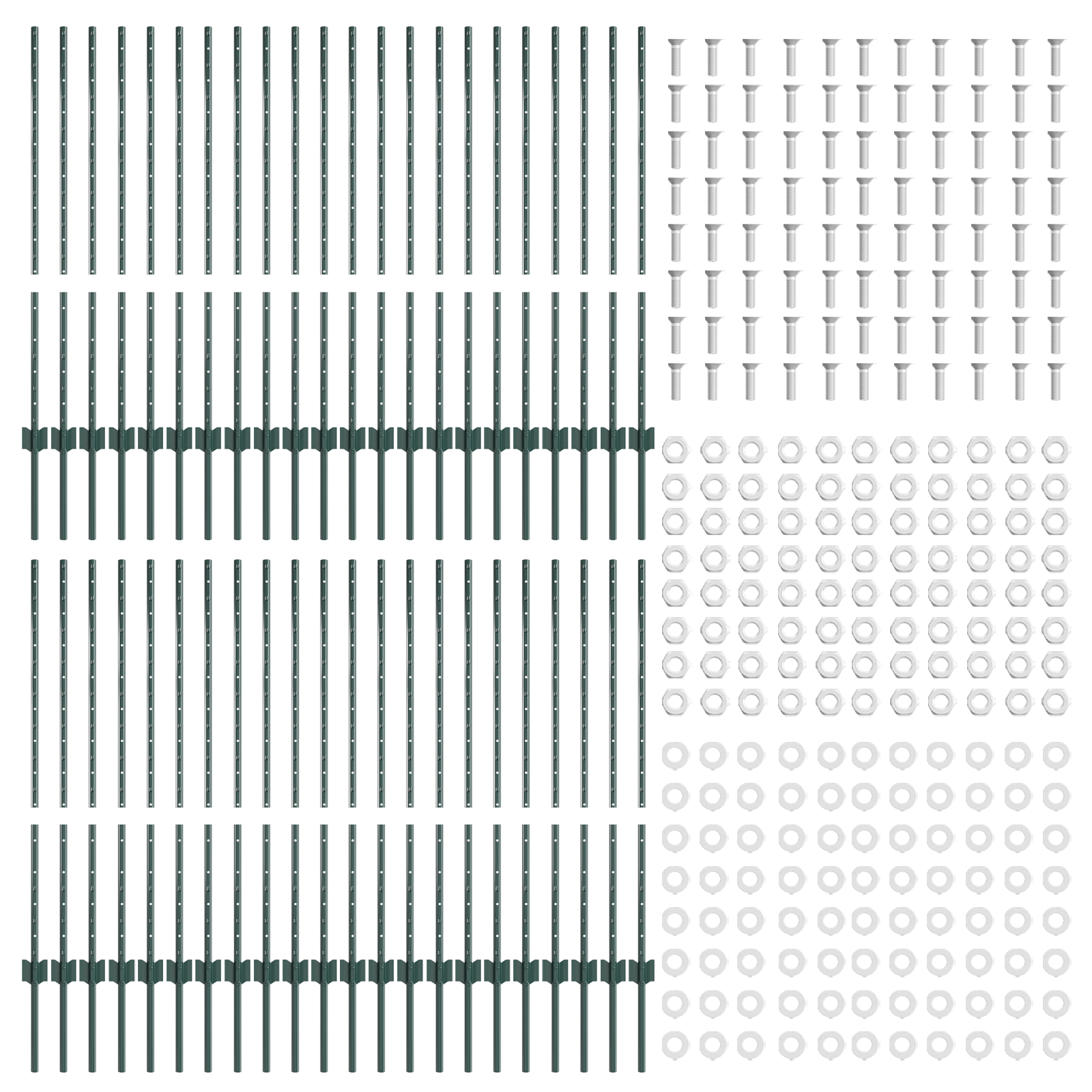 Wbudowany słupek ogrodzeniowy 44 pcs zielony 140 cm vidaXL