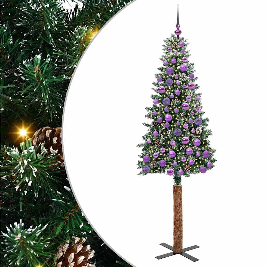 Szczupła Choinka z 300 diodami LED Zielony i Biały 180 cm