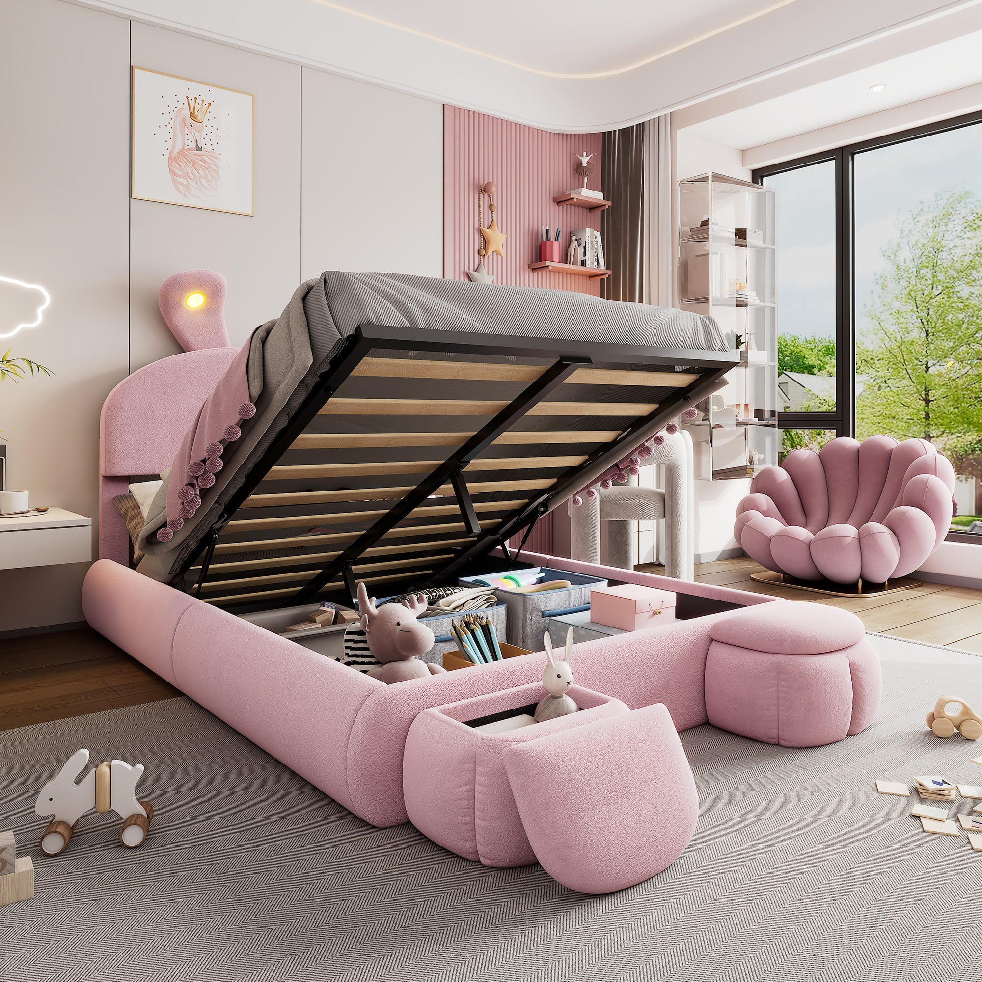 Letto Contenitore Velluto Rosa Letto Con Contenitore E Testiera