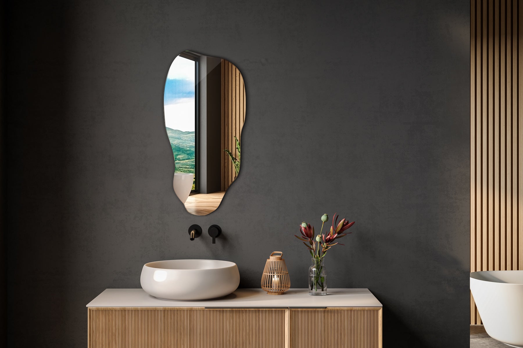 Miroir mural décoratif - Irrégulier - pour la chambre, le salon - 40 cm x 80 cm - 3