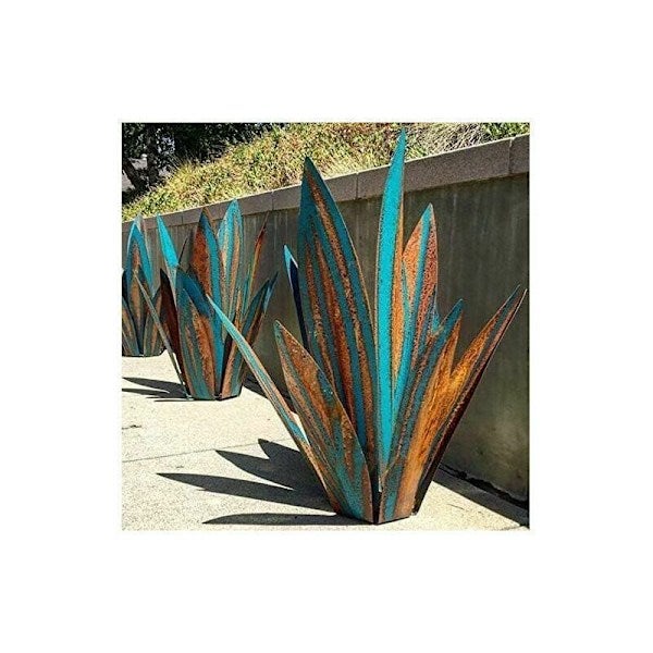 Décoration de jardin en métal, plante d'agave, sculpture rustique en métal, statue de jardin rustique, 65 cm, 9 feuilles - 2