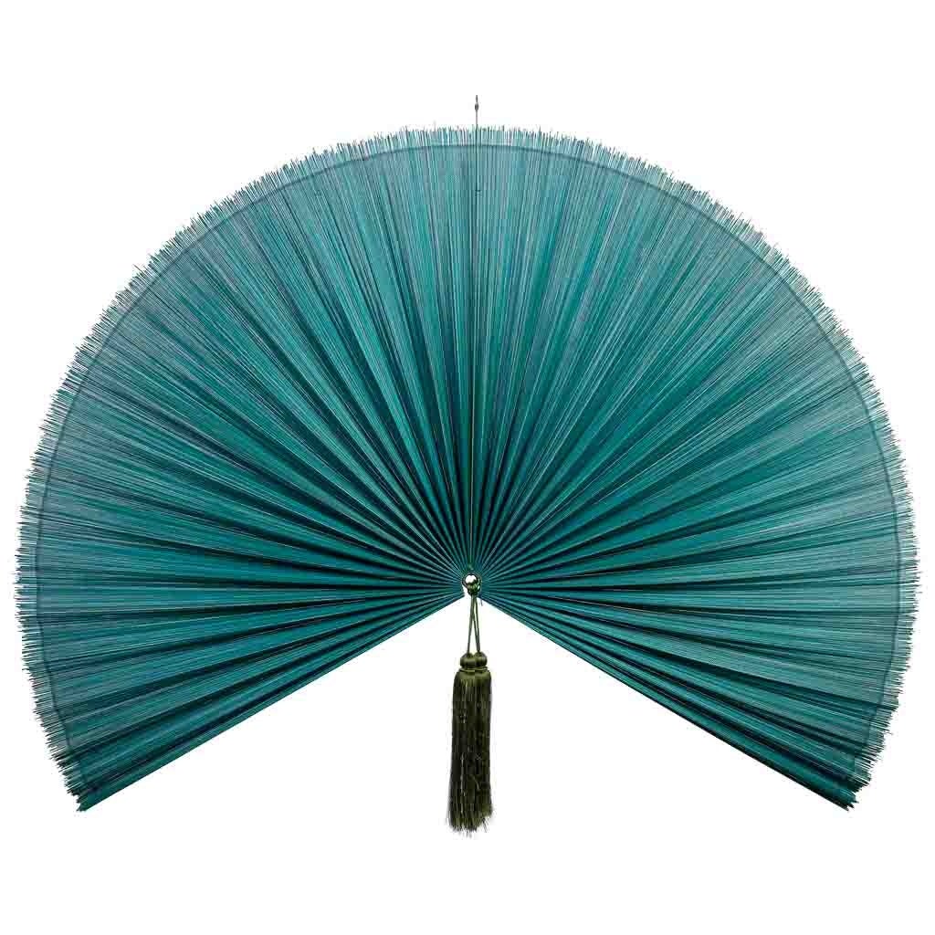 Decoração de parede em bambu e tecido com palmito verde, 145x75x2 cm - 2