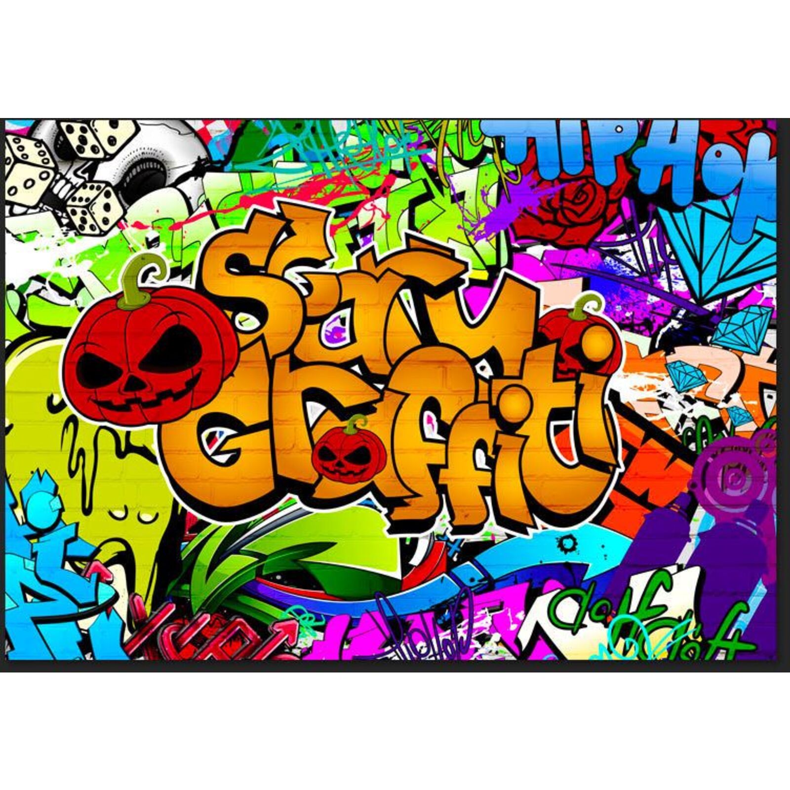 Papier peint graffitis effrayants - 150 x 105 cm - 2