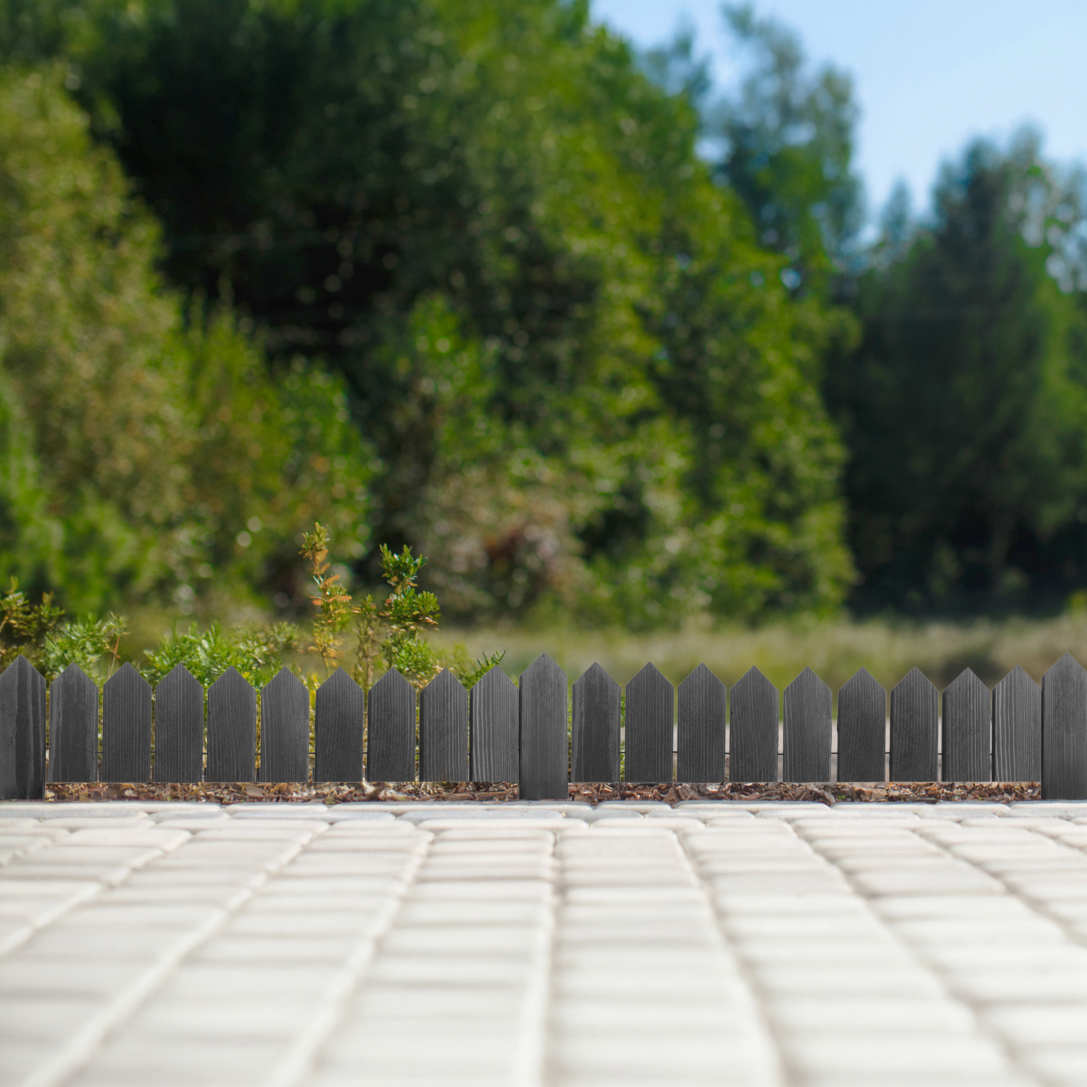 Rollborder lattes en bois | 10 cm de haut et 200 cm de long | Clôture en bois | Clôture parfaite comme bordure de jardin en osier | anthracite - 10