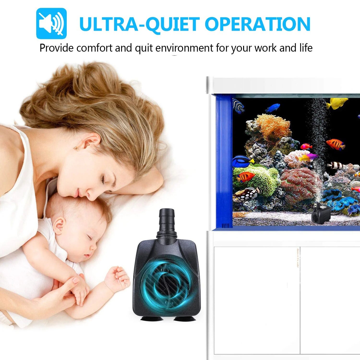 Pompe à eau pour fontaine 25W, débit 1500L/h, hauteur de refoulement 2m, 2 buses, convient aux aquariums, bassins, étangs et piscines. - 3