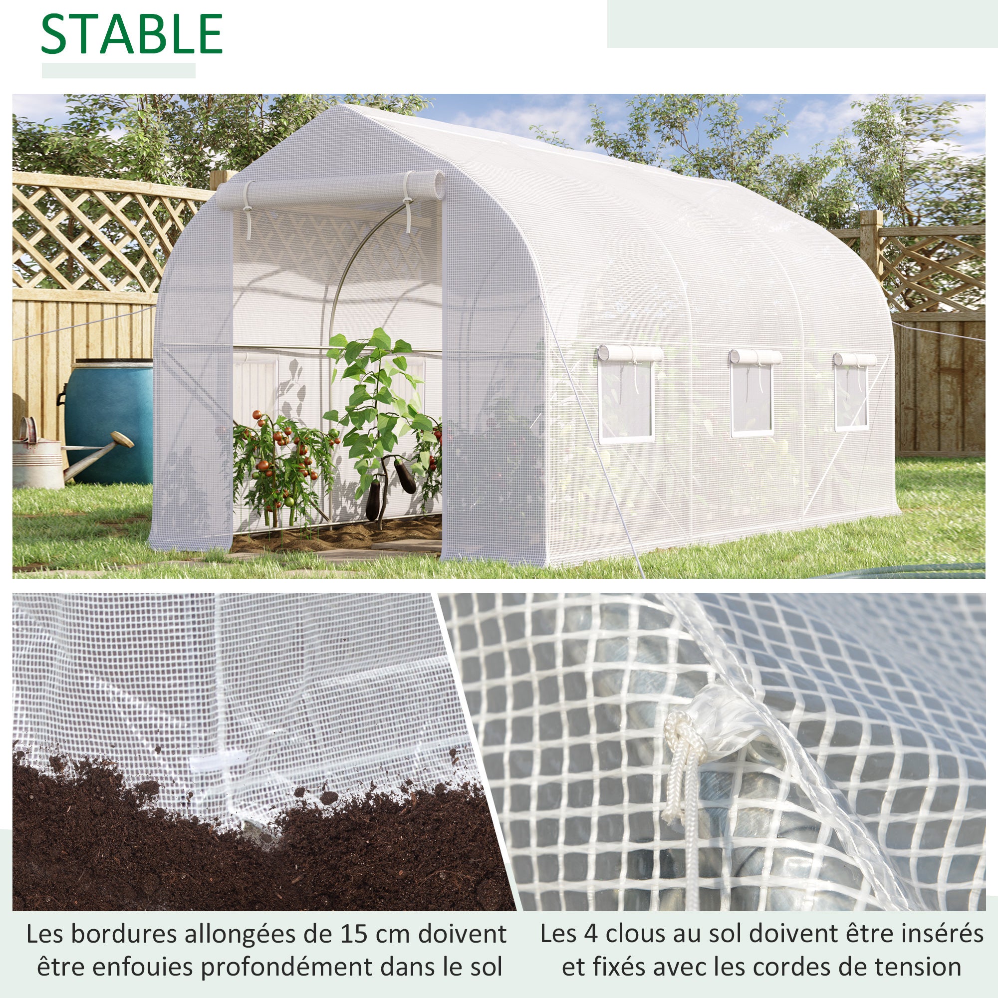 Serre tunnel de jardin PE Outsunny - 5