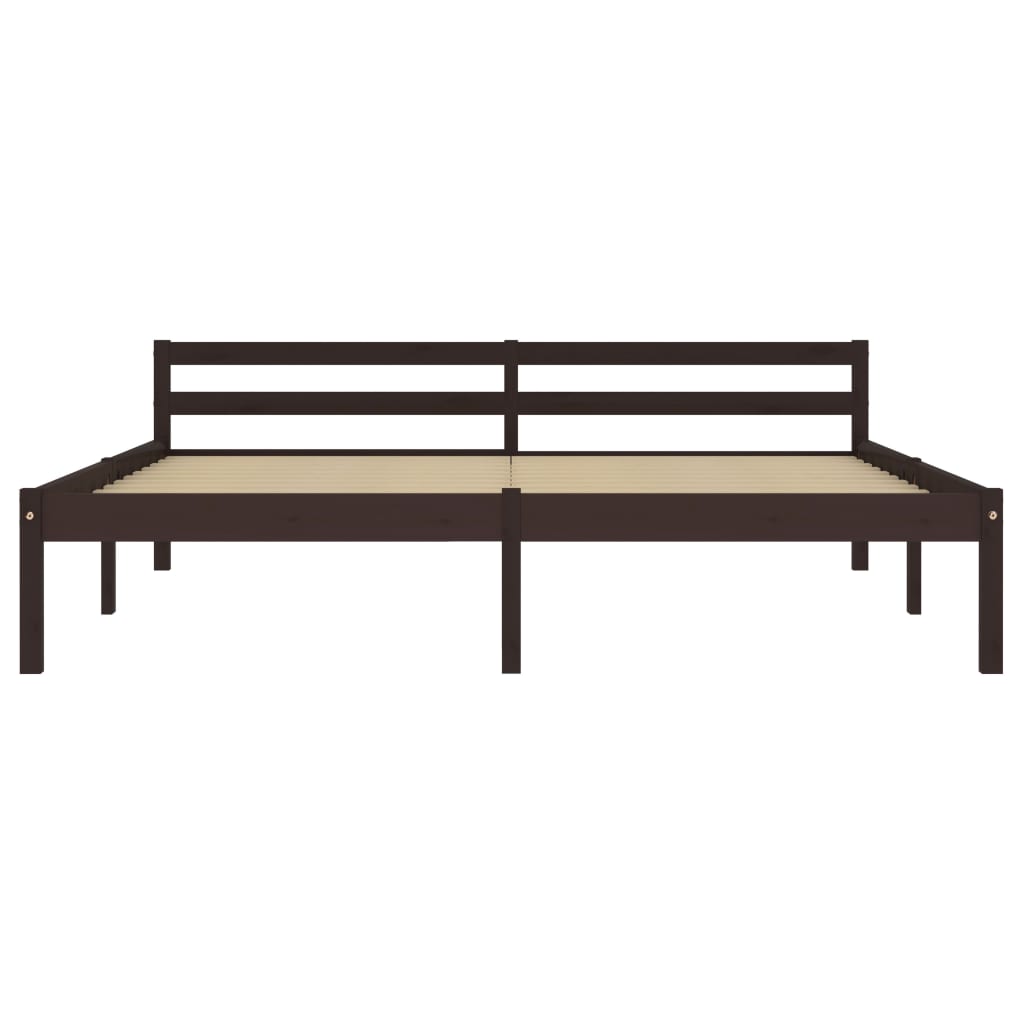Cadre de lit sans matelas marron foncé pin massif 160 x 200 cm - 3