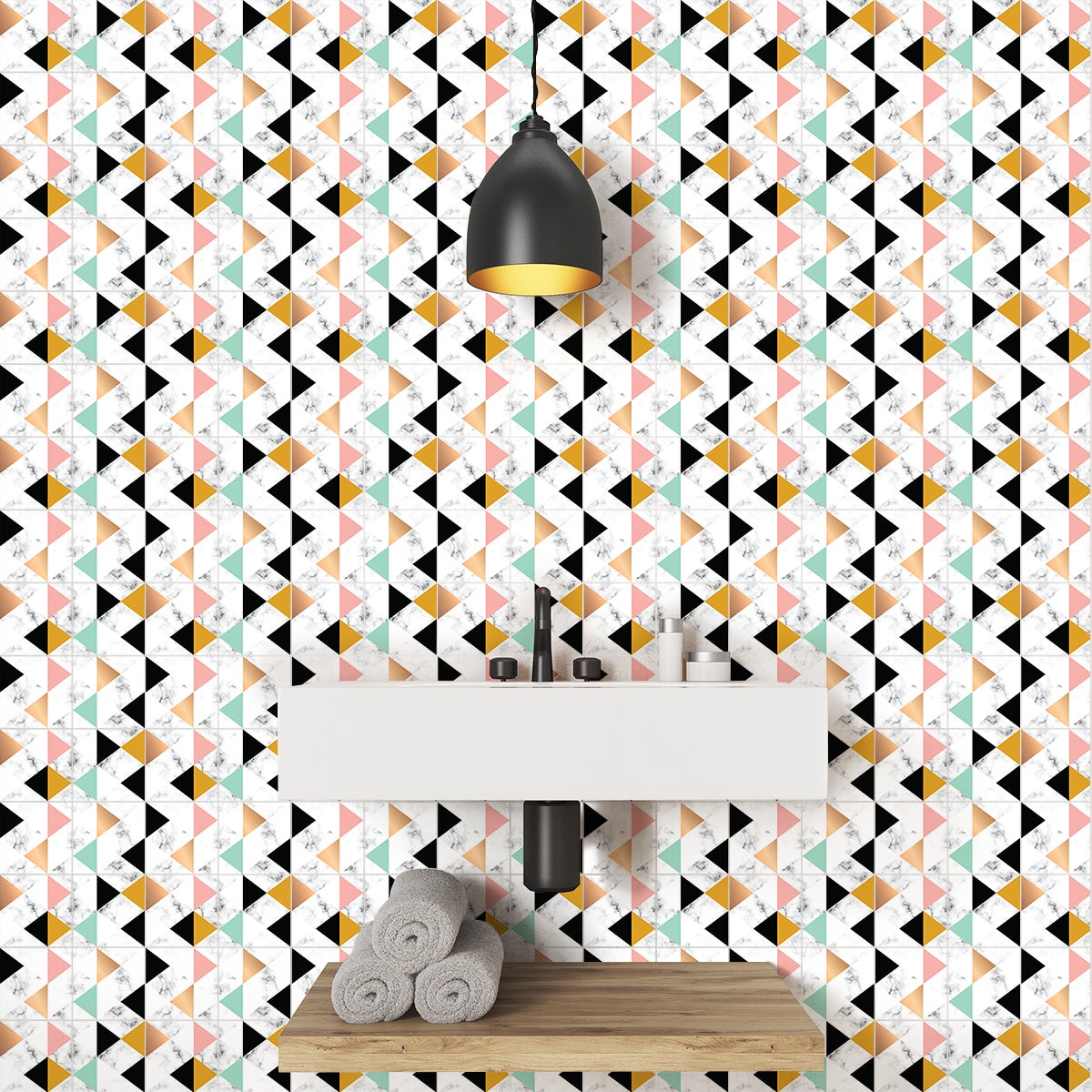 24 vinilos baldosas de cemento efecto mármol de lujo - adhesivo pared - sticker revestimiento - 24stickers20x20cm