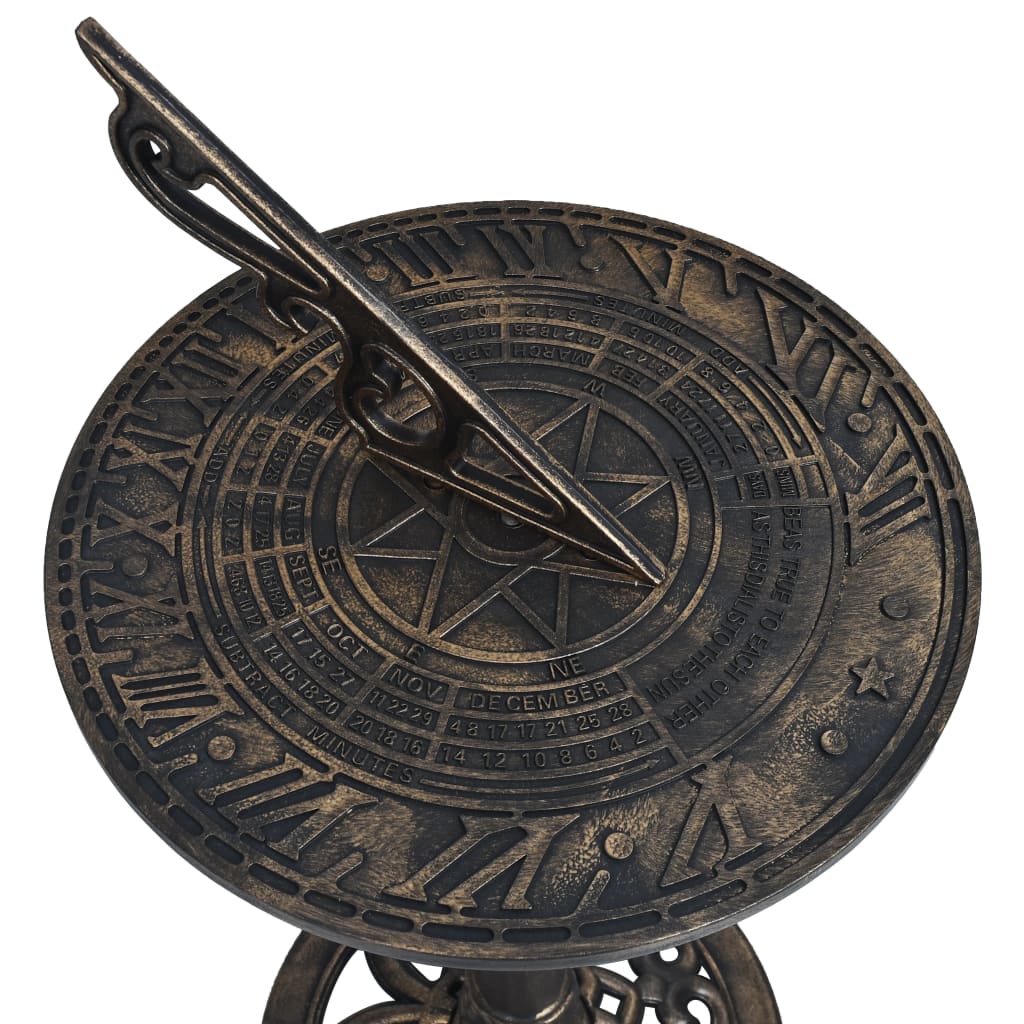 VidaXL Cadran Solaire Décoratif Jardin Bronze Antique - Résistant à La Pluie, Robuste Et Durable, 35,5 X 82 Cm En Plastique