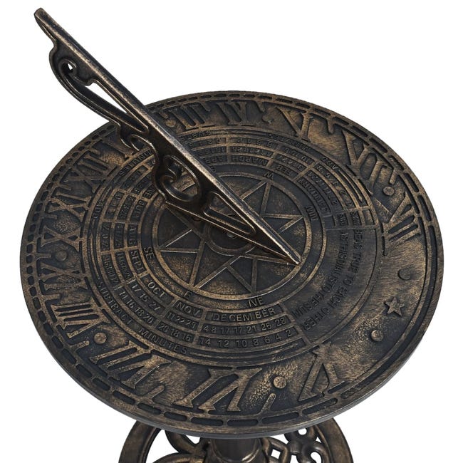 VidaXL Cadran Solaire Décoratif Jardin Bronze Antique - Résistant à La Pluie, Robuste Et Durable, 35,5 X 82 Cm En Plastique