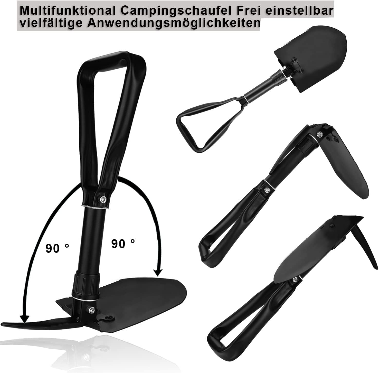 Pelle pliante multifonction noire avec sac de transport - 3