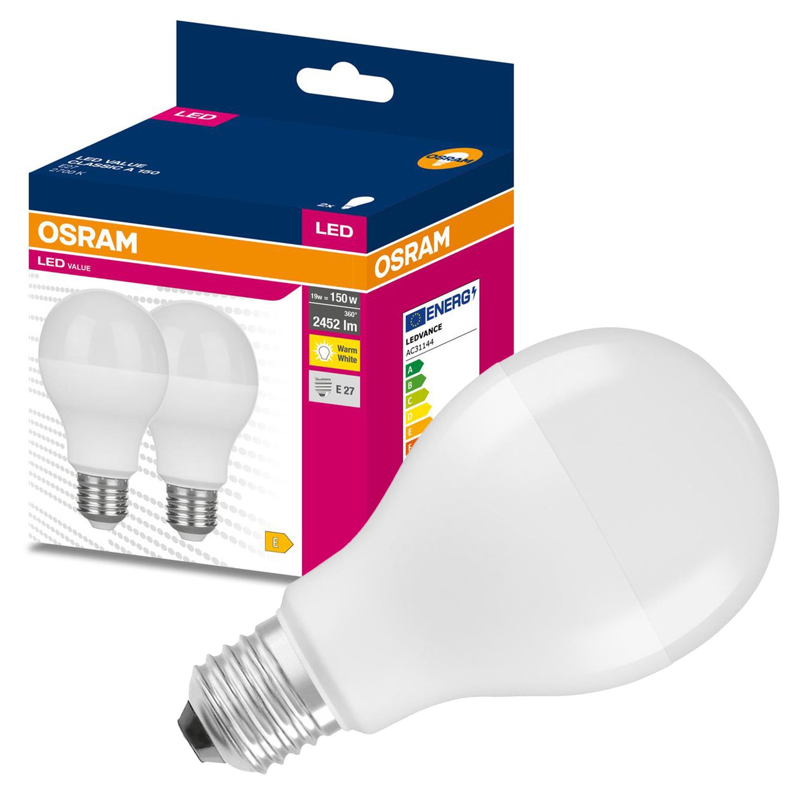 2x Żarówka LED Osram A68 E27 19W 2452lm 2700K Ciepła 200st
