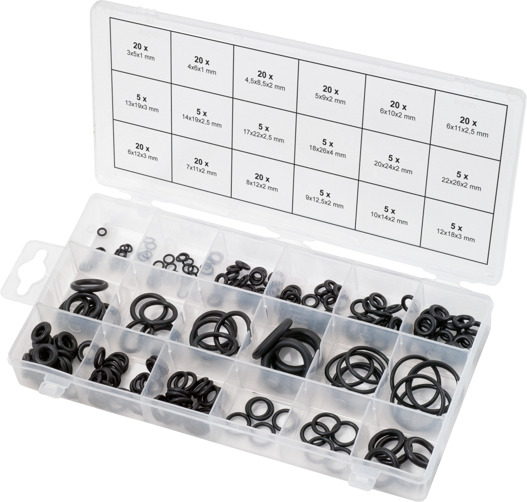 Assortimento O-Ring NBR 225 Pezzi 18 Tipi Diametro 3-22 Mm - Foto 2