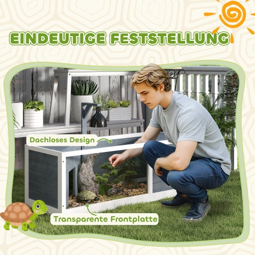 Maison pour Tortues en Bois, 120 x 50 x 40 cm, Gris - 5