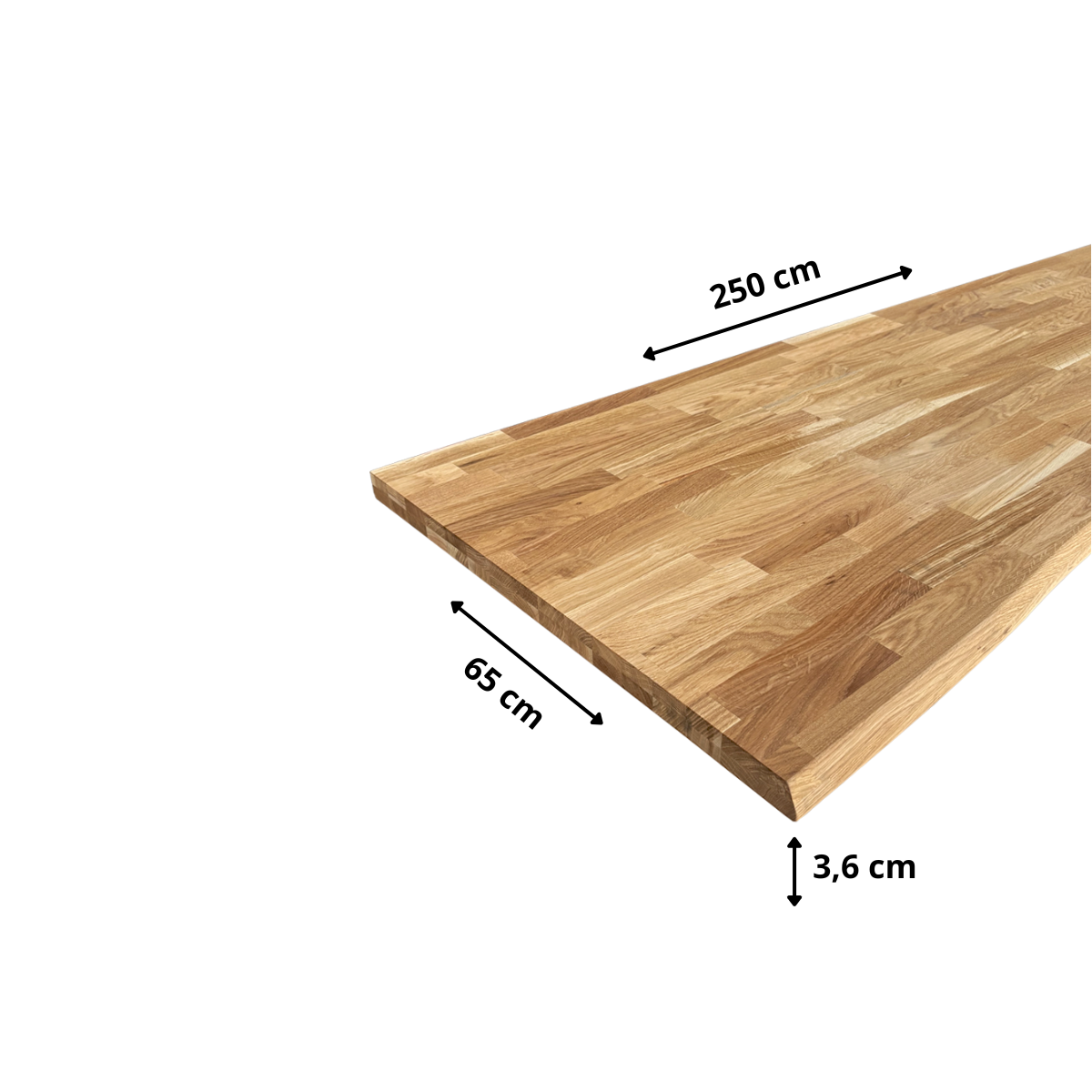Plan de travail Chêne massif bord naturel huilé L.250 x l.65 cm, Ep.36 mm - 3