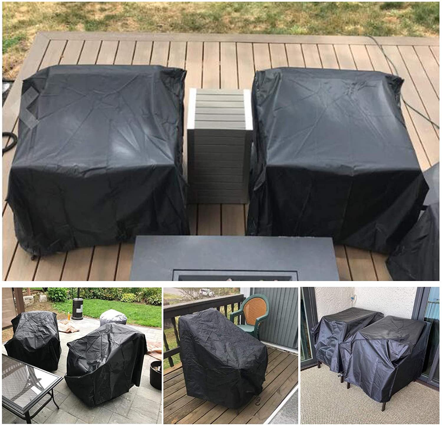 Housse de Protection pour Chaise de Jardin, Housse Imperméable pour Fauteuil Extérieur, 420D Tissu Oxford, 97*79*74cm-2 pièces - 3