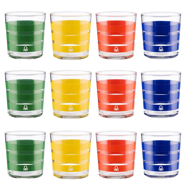 Set cristalería 12 piezas de vasos de vidrio, decorados, 33 cl.
