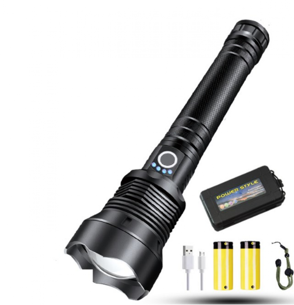 Latarka LED o mocy 90 000 lumenów, mocna latarka USB 26650 P70, latarka taktyczna, do biwakowania, pracy, jazdy na rowerze, w sytuacjach awaryjnych (