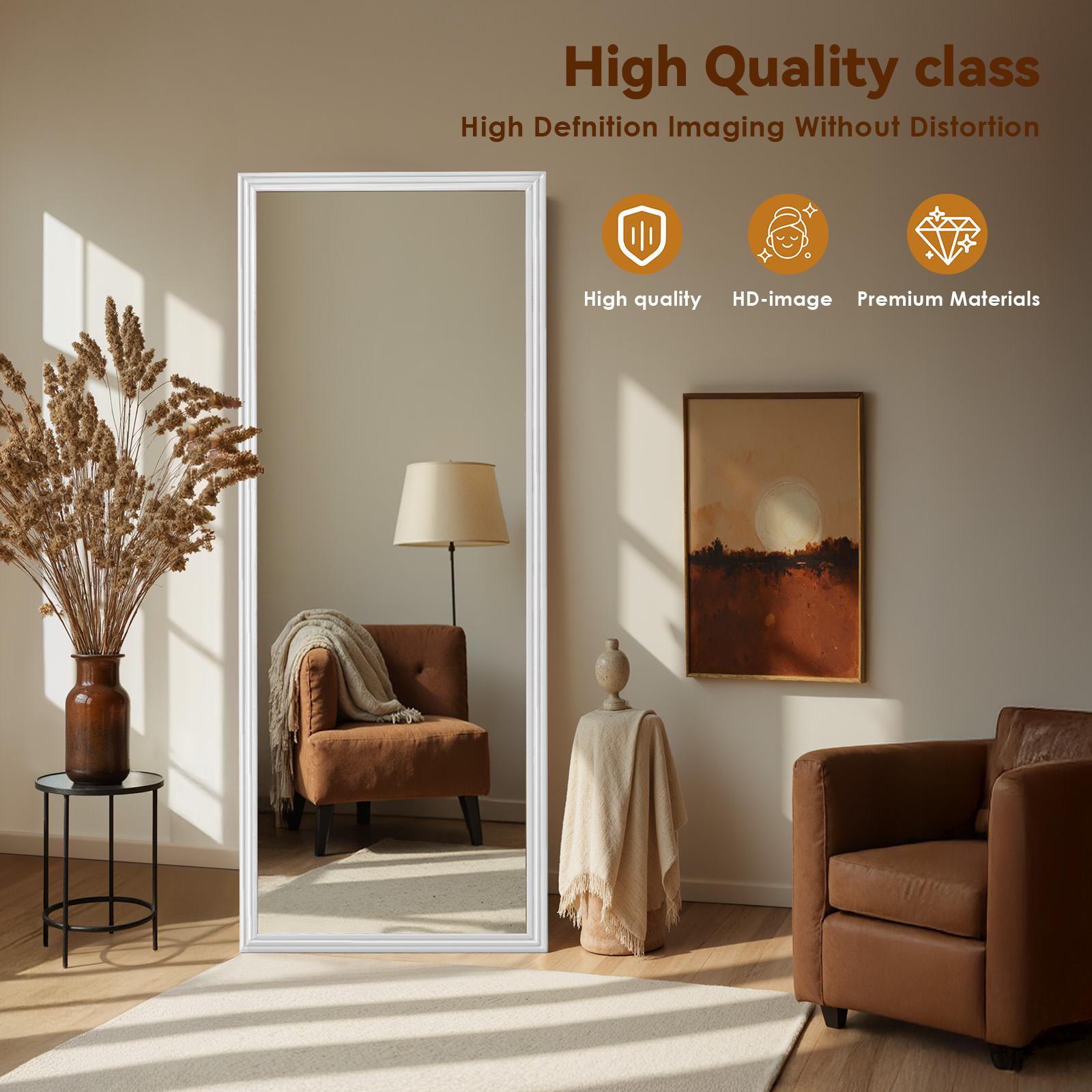 Specchio a figura intera 160×50cm HD senza distorsioni Cornice in legno massiccio con supporto regolabile per camera, soggiorno, guardaroba - 3