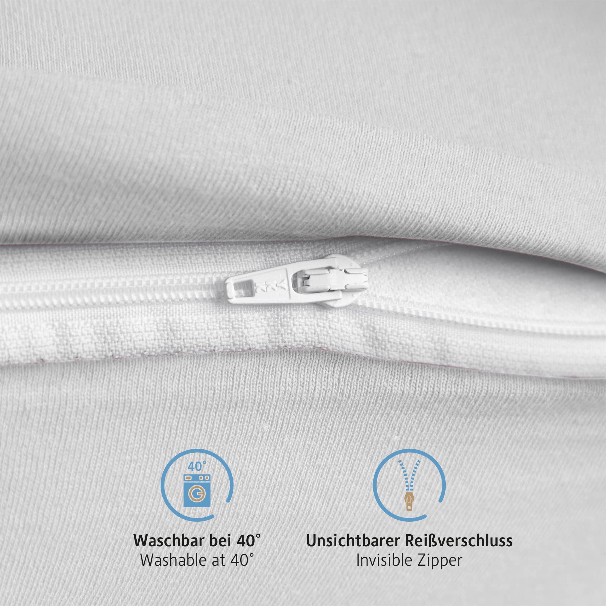 Komfortec Federe in 100% cotone 40 x 60 cm, set da 2, federa in jersey super morbido di alta qualità 150 g/m², fodera per cuscino, bianca - 4