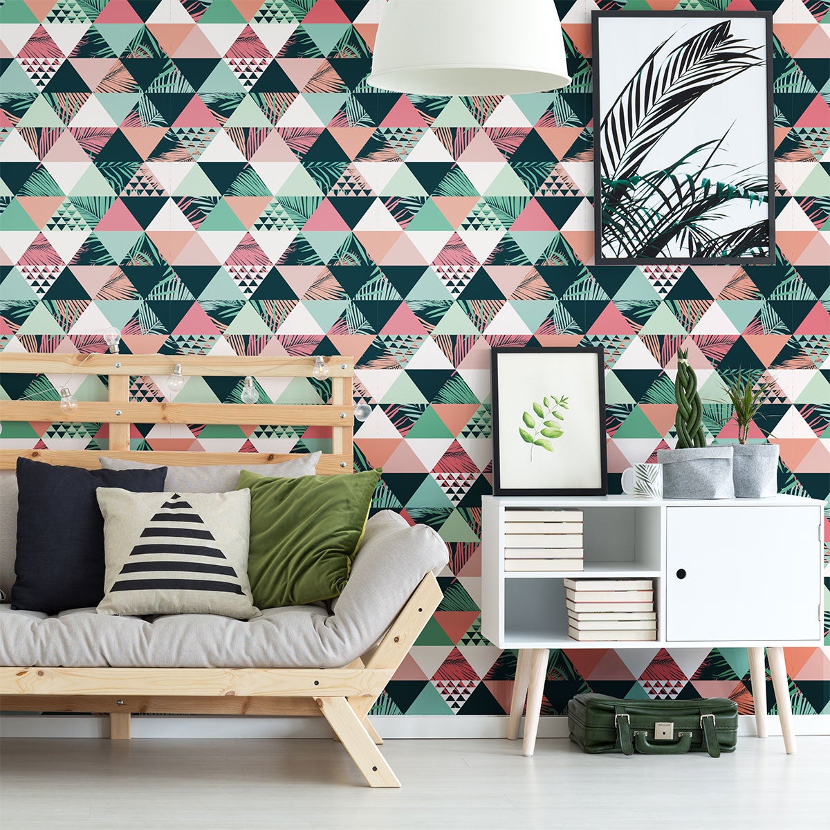 Vinilo tapiz tropical panama - adhesivo de pared - revestimiento sticker mural decorativo - 50x50cm